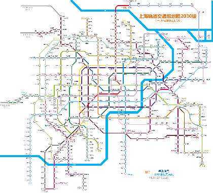 这是一副高清的上海地铁规划图,计划了上海市地铁2030年的路线图