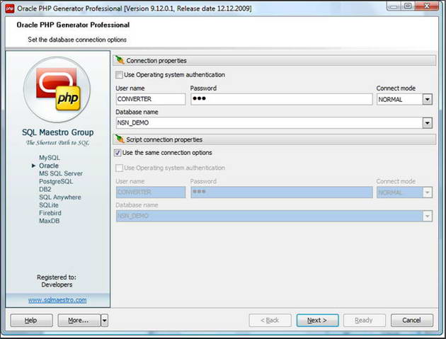 PHP Generator for MySQL Professional