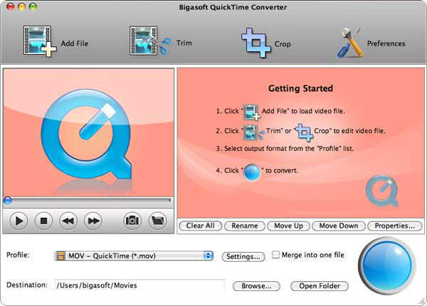 Bigasoft QuickTime Converter For Mac