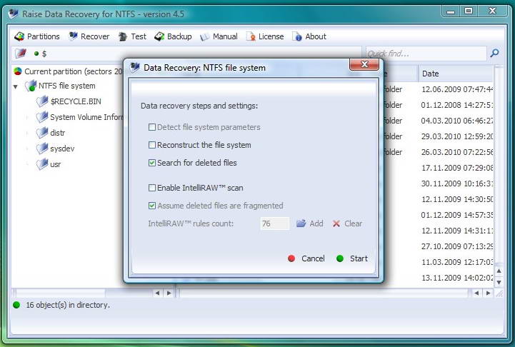 Raise Data Recovery for NTFS