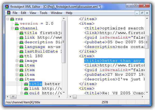 FirstObject XML Editor