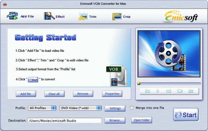 Emicsoft VOB Converter For Mac