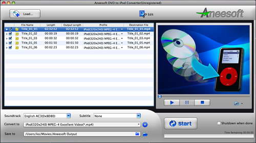 Aneesoft DVD to iPod Converter for Mac