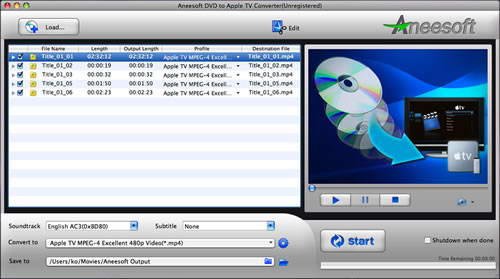 Aneesoft DVD to Apple TV Converter for Mac