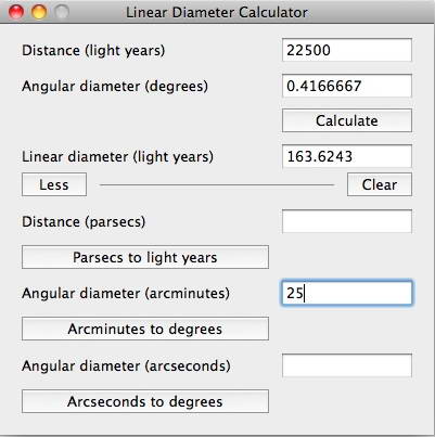 Linear Diameter Calculator