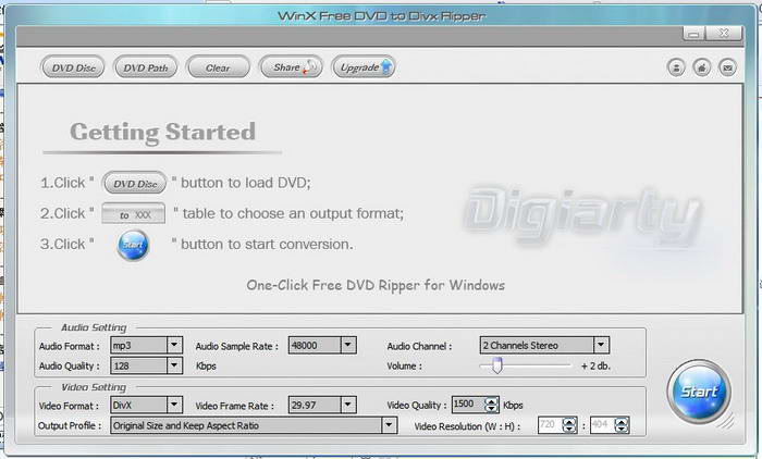 WinX Free DVD to DivX Ripper