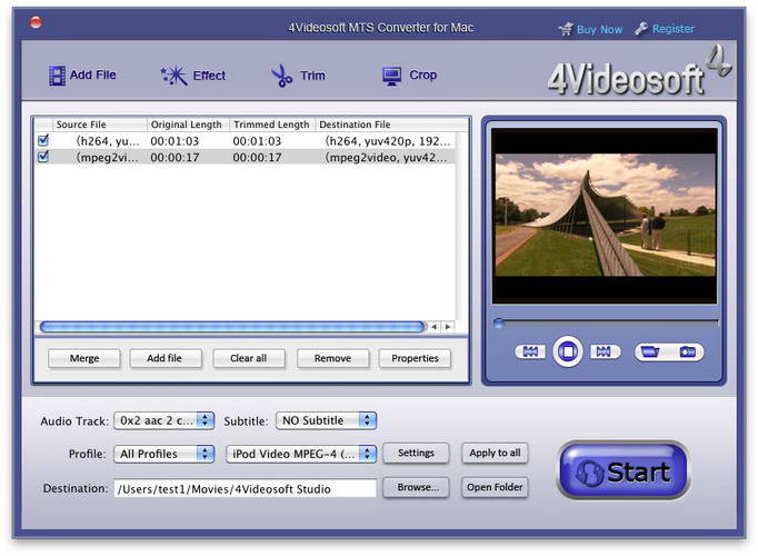 4Videosoft MTS Converter for MAC