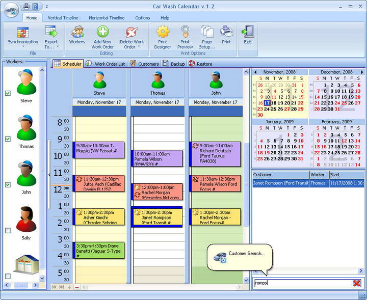 Car Wash Calendar For Workgroup