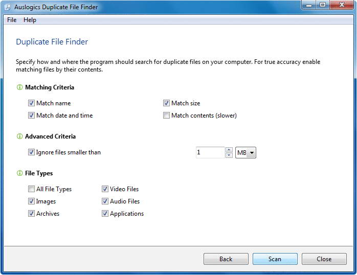 Auslogics Duplicate File Finder