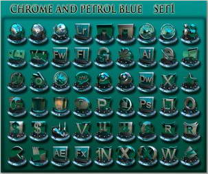 petrol blue and chrome set 1