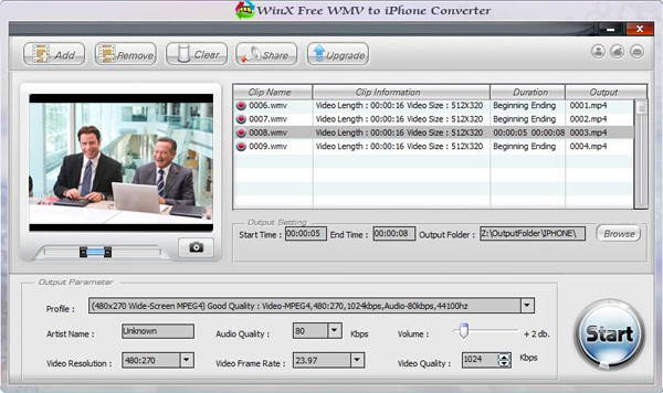 WinX Free WMV to iPhone Converter