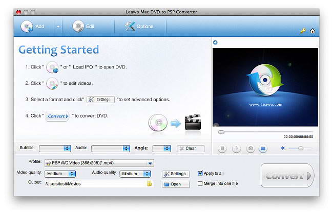 Leawo Mac DVD to PSP Converter