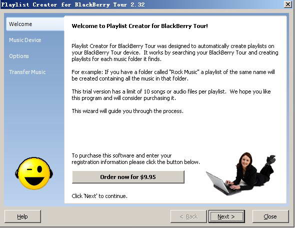 Playlist Creator for BlackBerry Tour