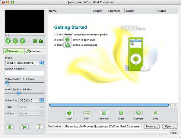 Joboshare DVD to iPod Converter For Mac