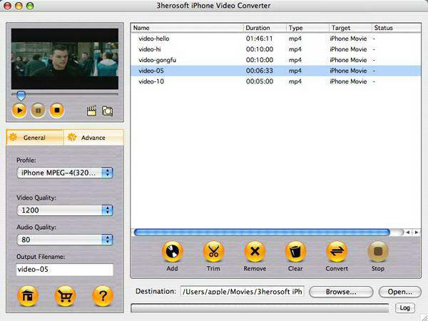 3herosoft iPhone video Converter For Mac