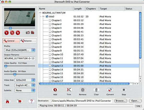 3herosoft DVD to iPod Converter For Mac