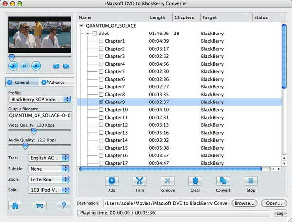 iMacsoft DVD to BlackBerry Converter For Mac