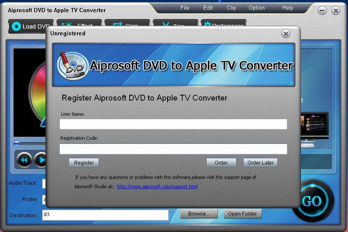 Aiprosoft DVD to Apple TV Converter