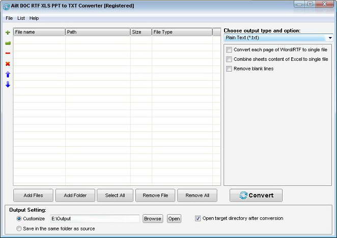 Ailt DOC RTF XLS PPT to TXT Converter