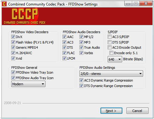 CCCP (Combined Community Codec Pack)(64bit)