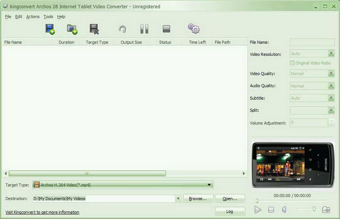 Kingconvert Archos 28 Internet Tablet Video Converter