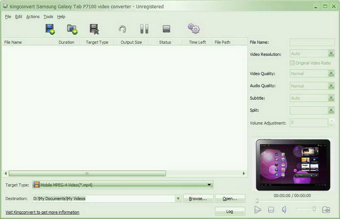 KingConvert Samsung Galaxy Tab P7100 Video Converter