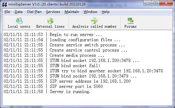mini SIP Server Stable (20 clients)
