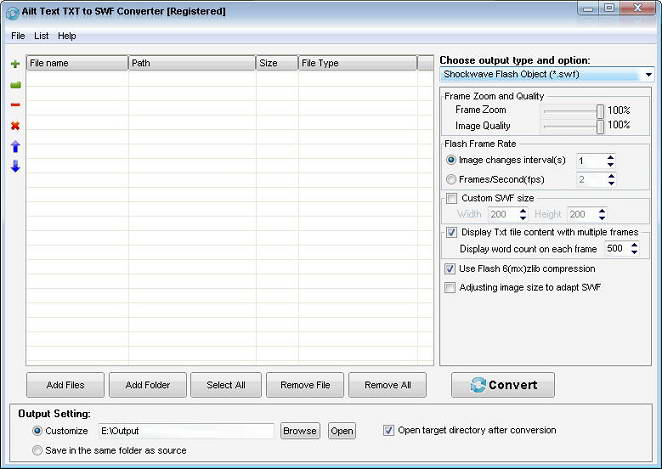 Ailt Text TXT to SWF Converter