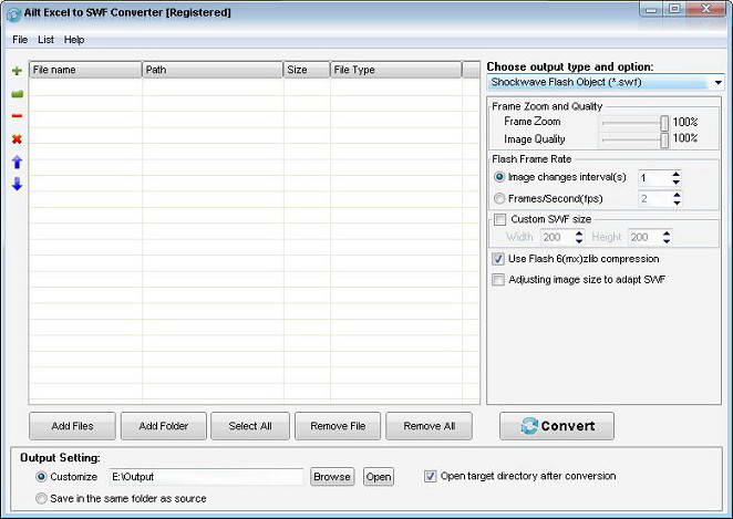 Ailt Excel to SWF Converter