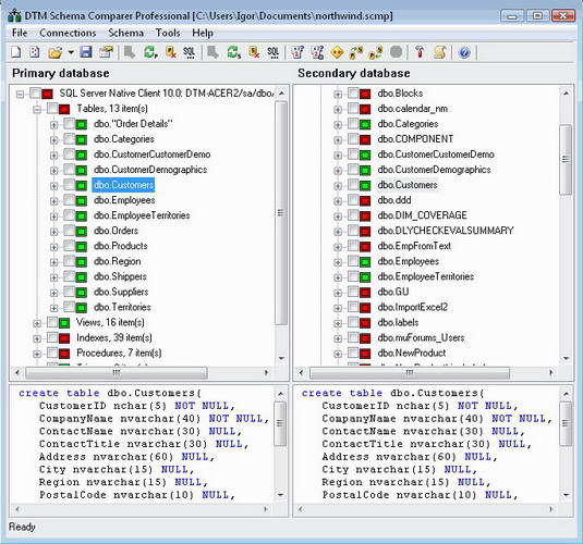 DTM Schema Comparer Professional