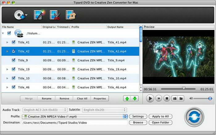 Tipard DVD to Creative Zen Converter for Mac