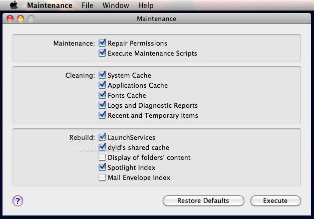 Maintenance For Mac OS X 10.9 (MAVERICKS)