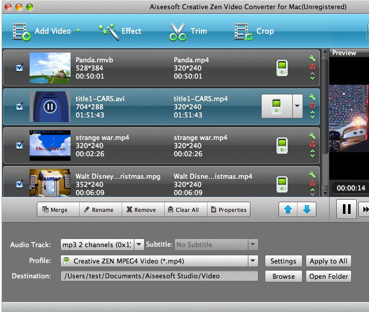 Aiseesoft Creative Zen Video Converter for Mac