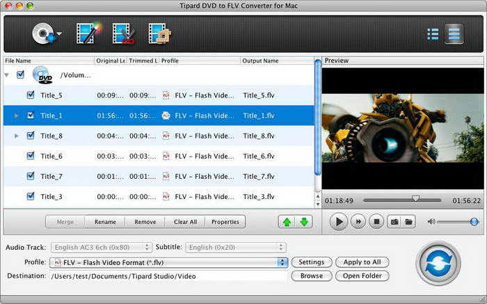 Tipard DVD to FLV Converter for Mac