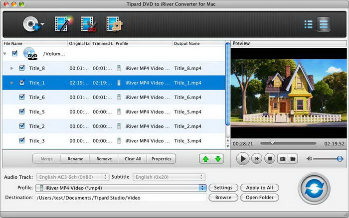 Tipard DVD to iRiver Converter for Mac