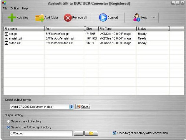 Aostsoft GIF to DOC OCR Converter