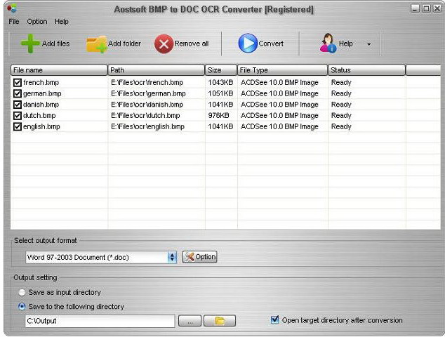 Aostsoft BMP to DOC OCR Converter