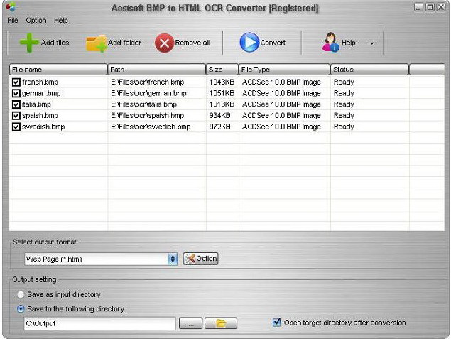 Aostsoft BMP to HTML OCR Converter