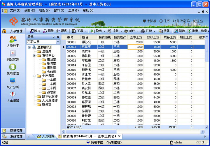 鑫源人事工资管理系统(网络版)