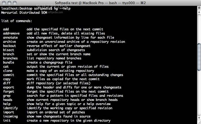 Mercurial For Mac osx 10.6