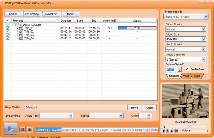 iDVDrip DVD to iPhone Converter