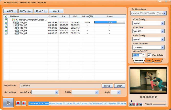 iDVDrip DVD to Creative Zen Converter