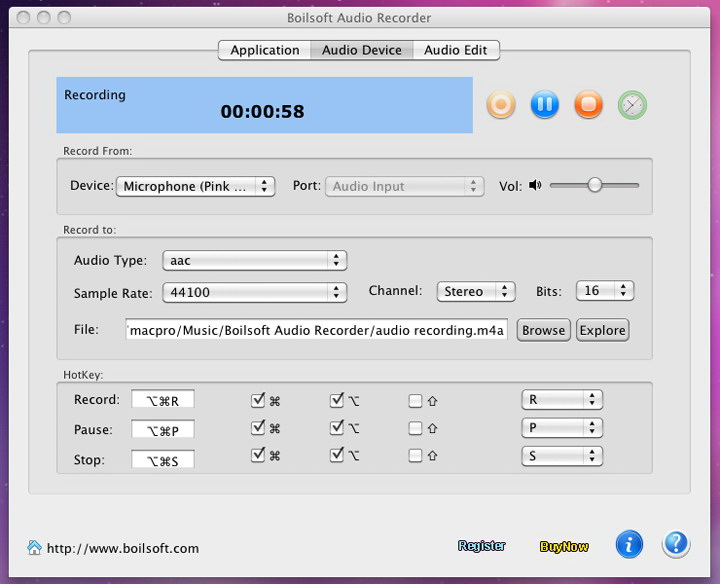 Boilsoft Audio Recorder for Mac