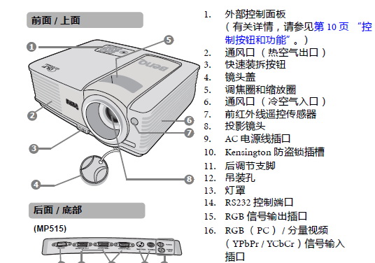 明基MP525投影仪使用说明书