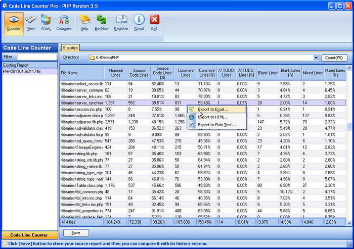 Code Line Counter Pro - PHP Version