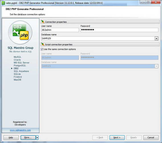 DB2 PHP Generator Professional