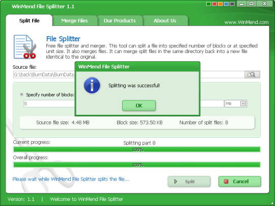 WinMend File Splitter