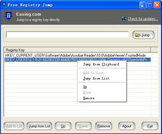 Eusing Free Registry Jump