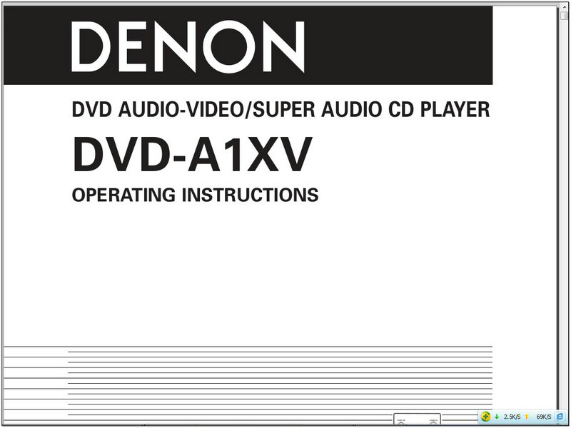 天龙 DVD-A1XVA DVD AUDIO-VIDEO PLAYER说明书