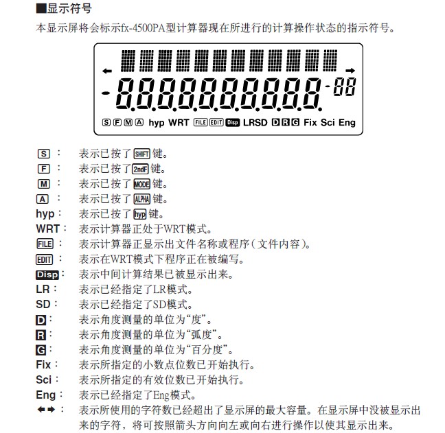 卡西欧fx-4500PA计算器说明书